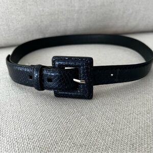 CLUB MONACO Dark Blue Snakeskin Leather Belt